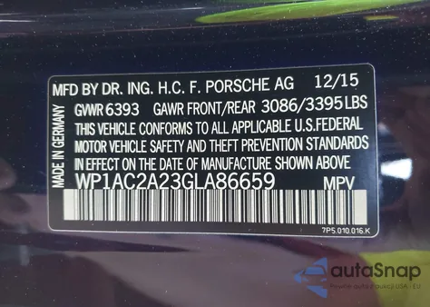 2016 Porsche Cayenne Turbo S from USA, damaged, VIN WP1AC2A23GLA86659